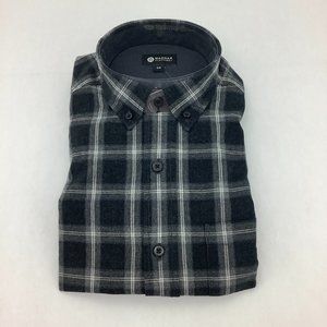 Haggar | Men's Button Down Plaid Shirt | Grey | Small